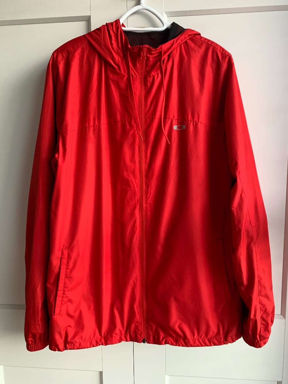 OAKLEY Windbreaker with hoodie Lightweight men's size L red